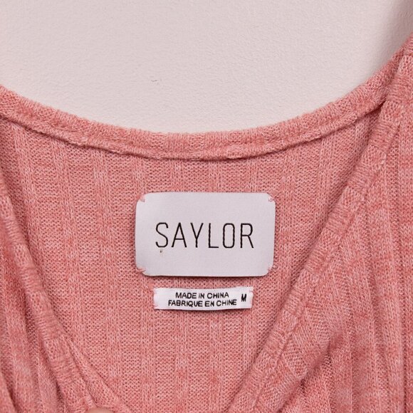 Saylor Molly pink ribbed sleeveless jumpsuit-M - Picture 3 of 4